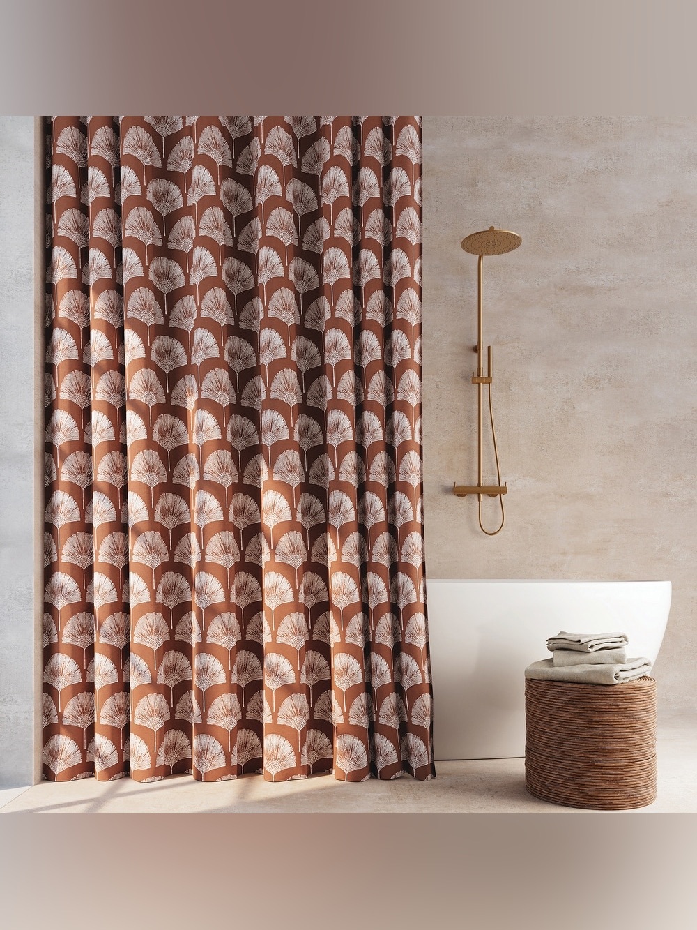 Indigo Road Meru Egypt Sherrod Floral Fabric Shower Curtain 70 x 72 Terracotta